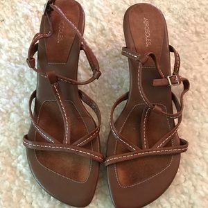 Chocolate Brown Small Heel Strappy Sandals